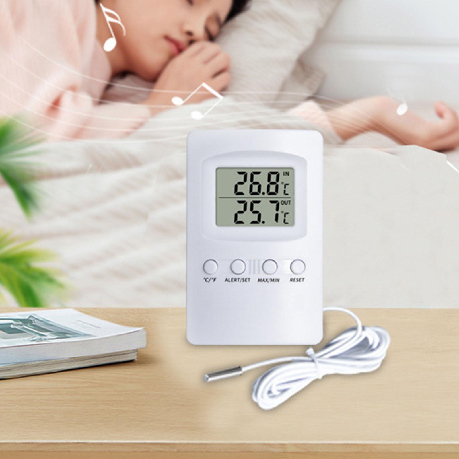 Digital Thermometer Max Min Temperature for Home °C/°F with Alarm with Probe