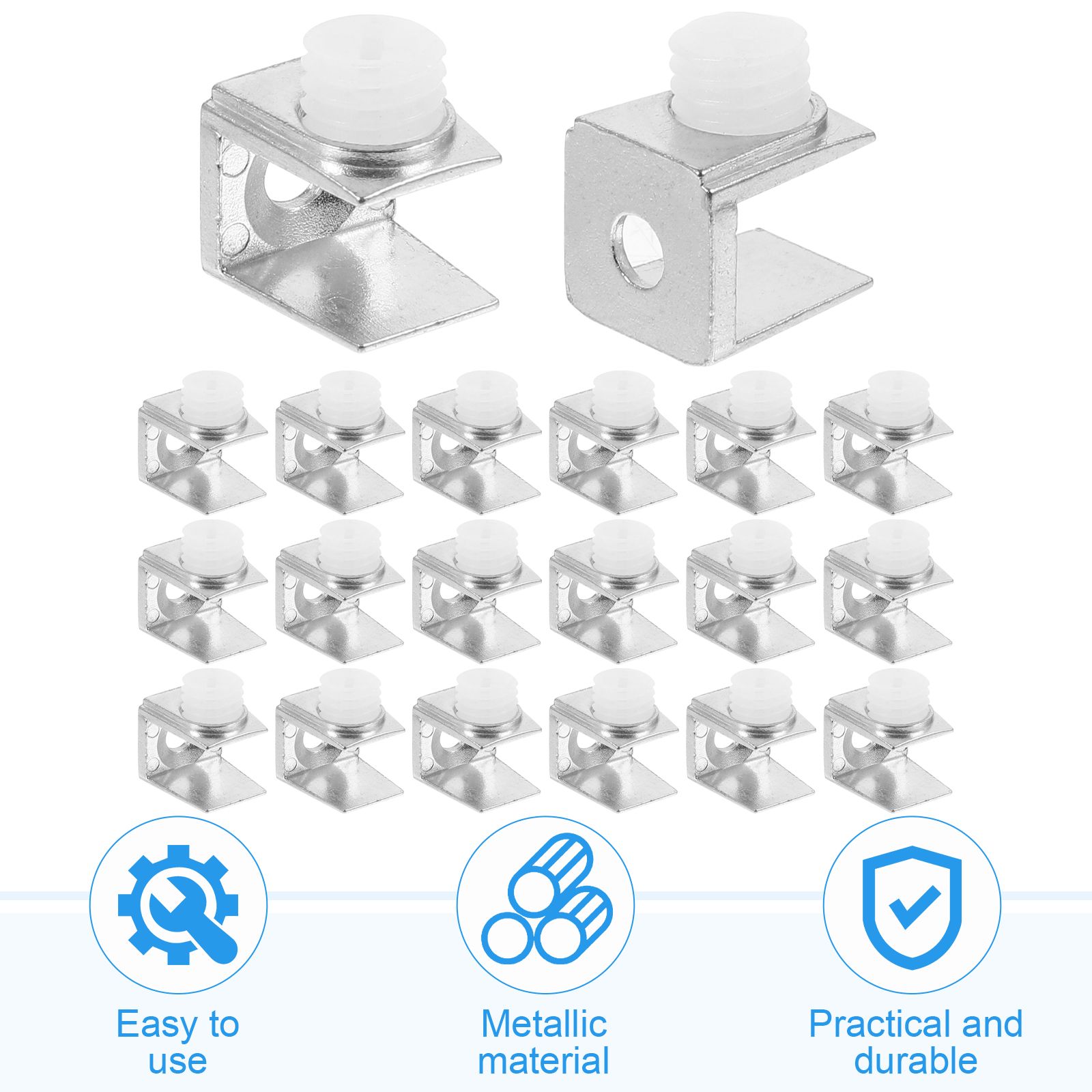 20 st glasfäste zinklegering duschklämma hållarklämmor skåpdörrar trappräcke stödram spegelhängare badkar