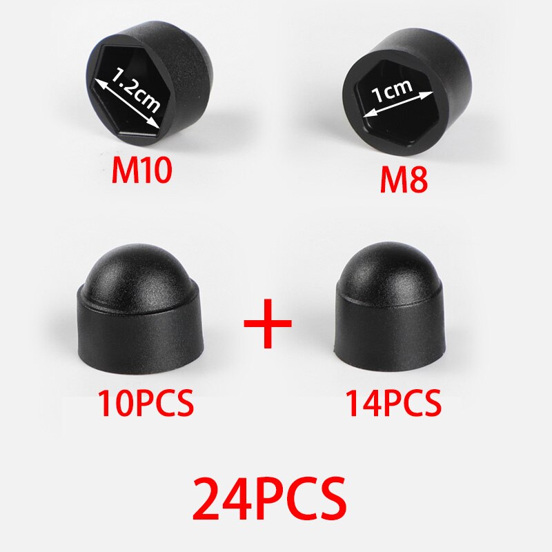 M8 M10 Plastic Metric Dome Bolts Nuts Head Protection Caps for Geely Emgrand X7 EC7 Atlas Boyue CK2 GC6 Parts LC Accessories: 24pcs black