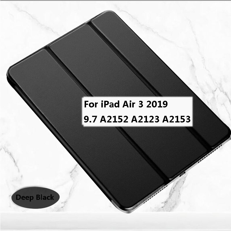 Tablet case For iPad Air 1 2 3 9.7 Free Fast Free Return Wake Sleep Smart Leather Flip Stand Tri-fold Cover: Black iPad Air 3