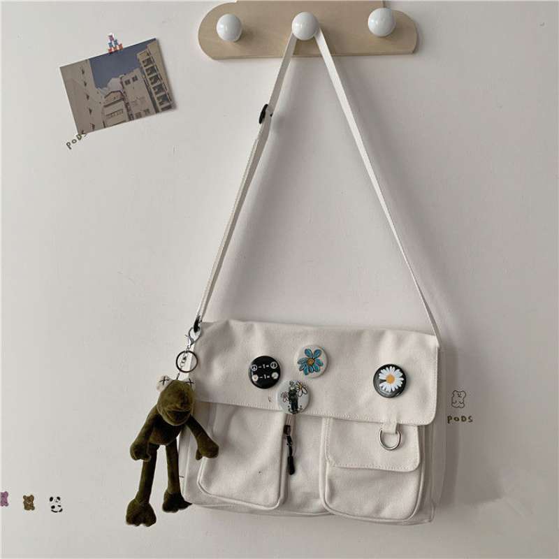 Canvas Tassen Winkelen Cross Bag Jeugd Casual Dames Grote Capaciteit Schoudertas Effen Kleur Vrouwen Messenger Bags