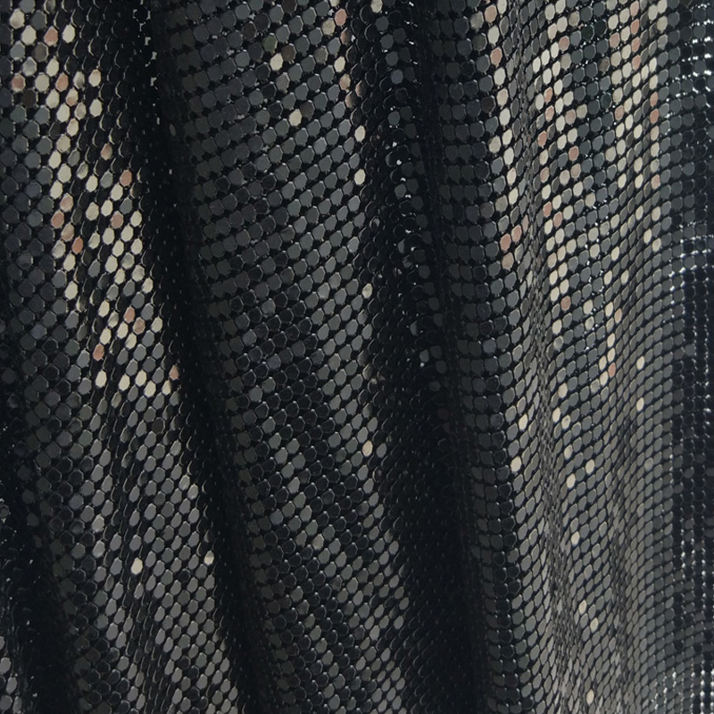 60 x18 inches sort metal mesh stof metallisk sequin ark sequined loop firkantet til diy kjole gardin borddug poser sko