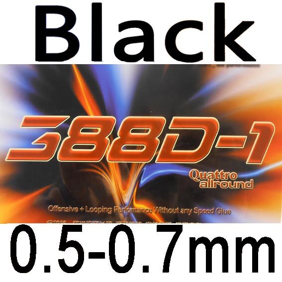 Dawei 388d-1 ( quattro) pitkä, ulosvedettävä pöytätenniskumi ilman sientä (päällys, härkä): Musta 0.5-0.7mm
