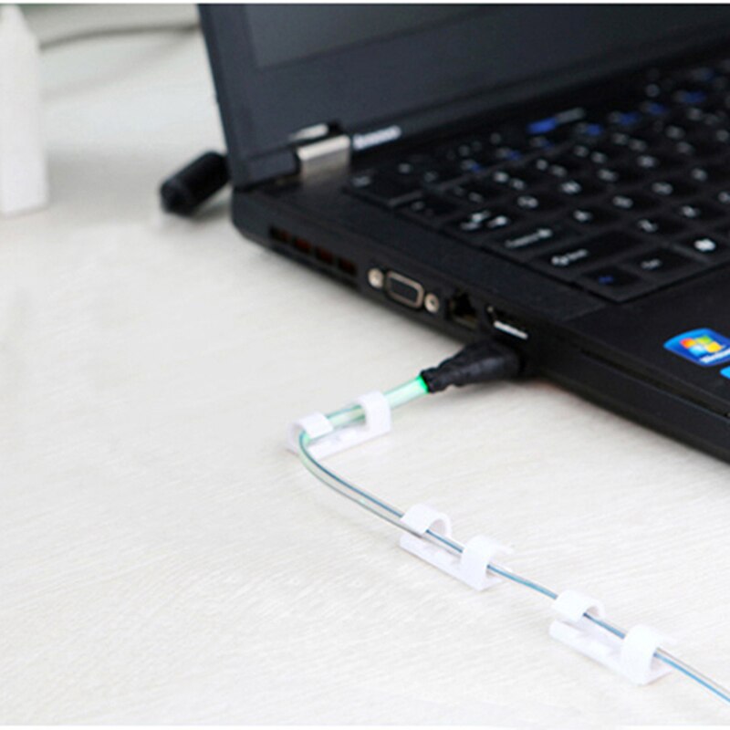 20 Pcs Cord Wire Cable Plastic Clips Self Adhesive Clamp Organizer Fixer M4YD