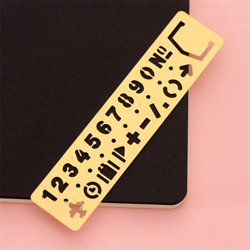 1pc vintage hul metal lineal kawaii bogstav nummer bogmærke linealer skabelon lineal til børn skole & kontorartikler: Digital stil