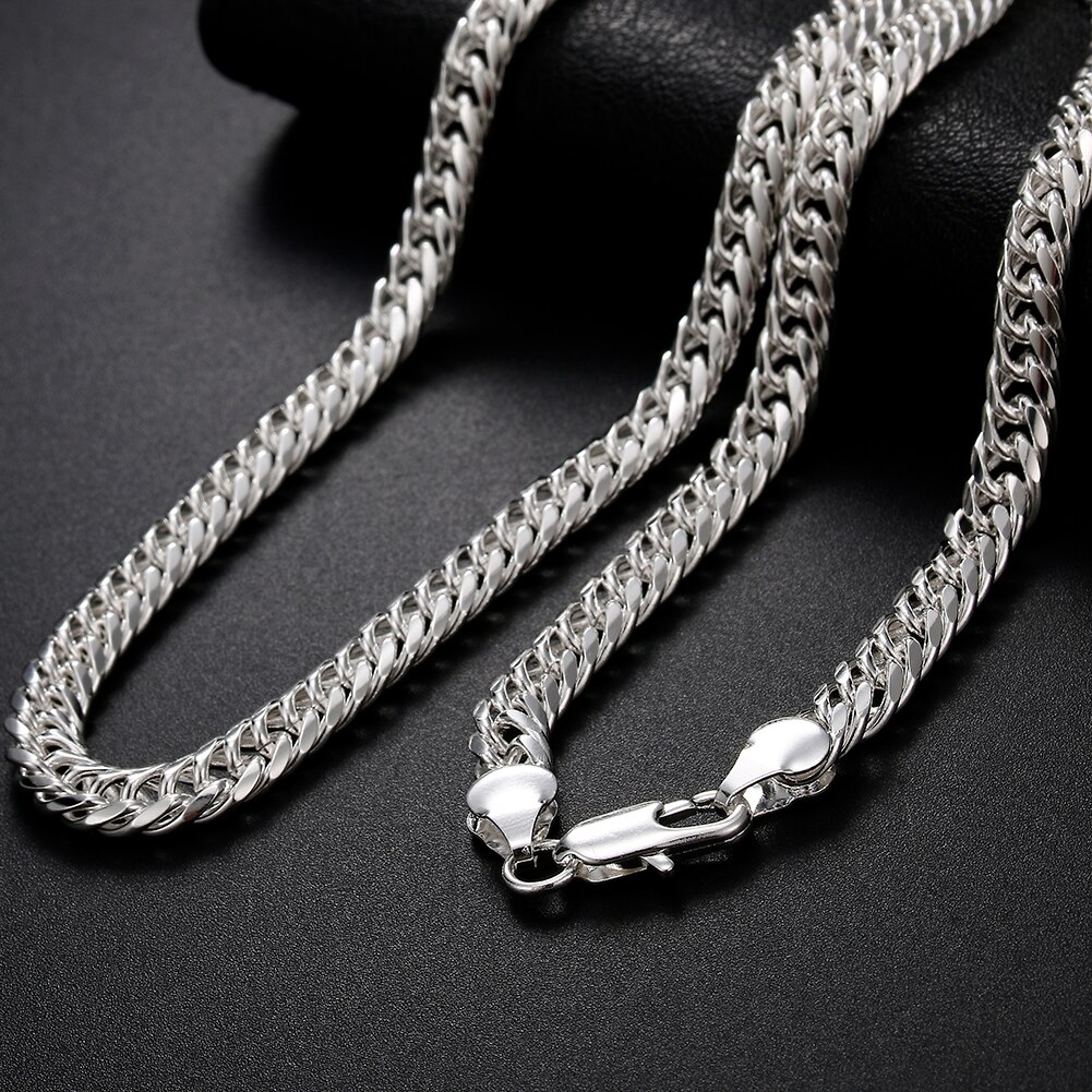 Trendy all-match argento sterling 925 6MM catena geometrica uomo bracciali collane per donna set di gioielli da sposa per feste di moda
