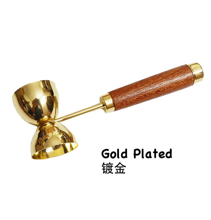 Bar Cocktail Jigger Double Jigger with Wood Handle Double Hammer Jigger measure with a handle for greater speed and ease of use: Gold  30 60ml