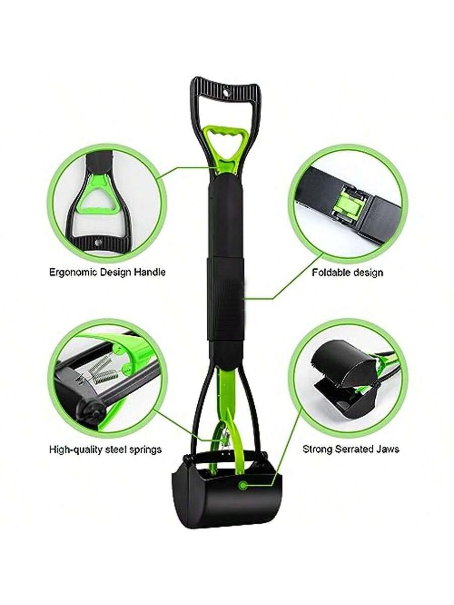 Hond Poep Scooper Huisdier Lange Steel Kaak Kak Scoop Picker Uitwerpselen Collector Schoon Gereedschap Outdoor Opvouwbare Dieren Uitwerpselen Cleaner