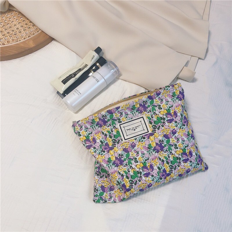 PURDORED-neceser pequeño Floral para mujer, bolsa grande de maquillaje con flores, caja de belleza maquillaje, organizador de viaje, bolso de mano femenino, 1 ud.