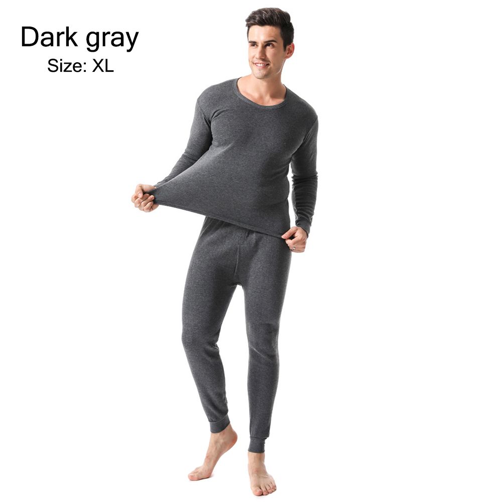 Conjunto de ropa interior térmica para hombre, conjunto de Calzoncillos largos con forro polar suave, parte superior e inferior, ropa térmica para clima frío de invierno: dark gray / XL