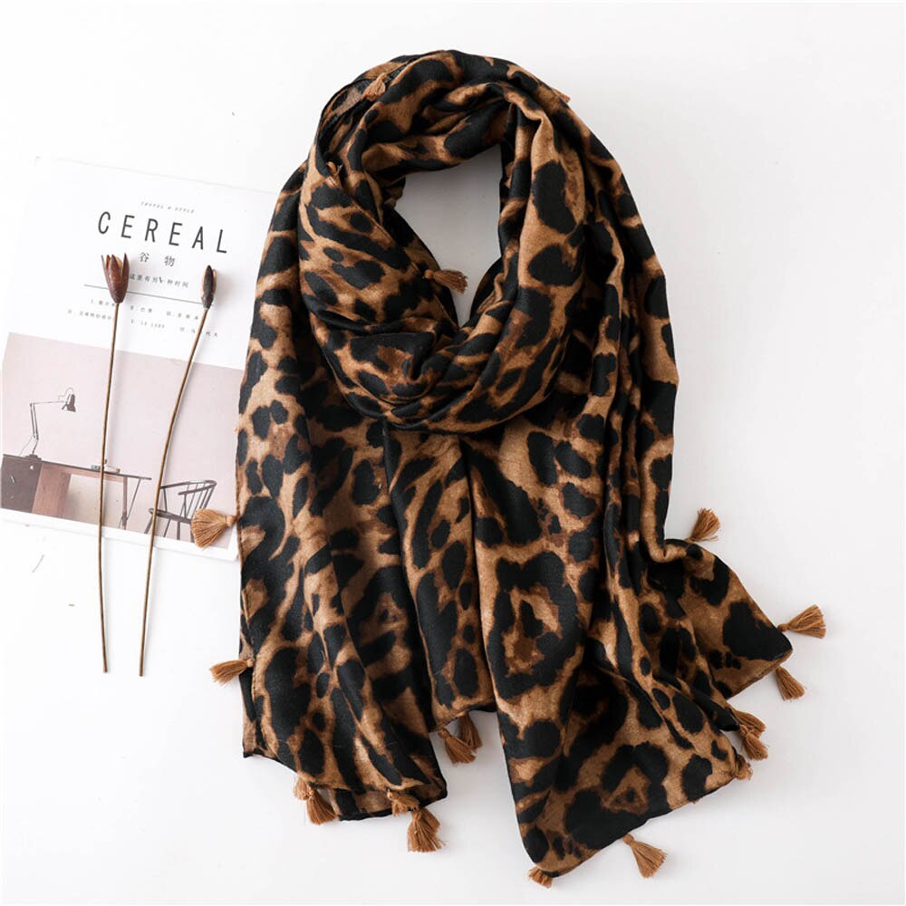 Automne hiver nouvelle femmes imprimé léopard écharpe léopard étole mince coton grande Femme châles et enveloppes: coffee