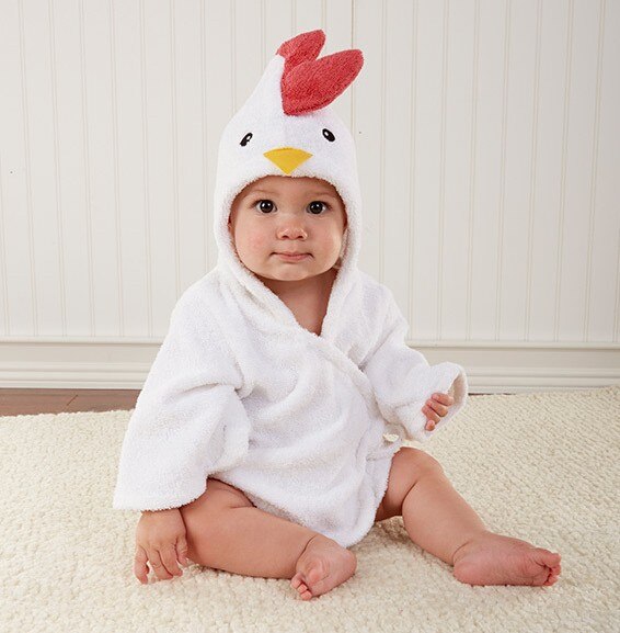 Animal Modelling Bathrobe Baby Flower Bathrobe All Cotton Towel Bathrobe Lion Children Dressing Gown: White