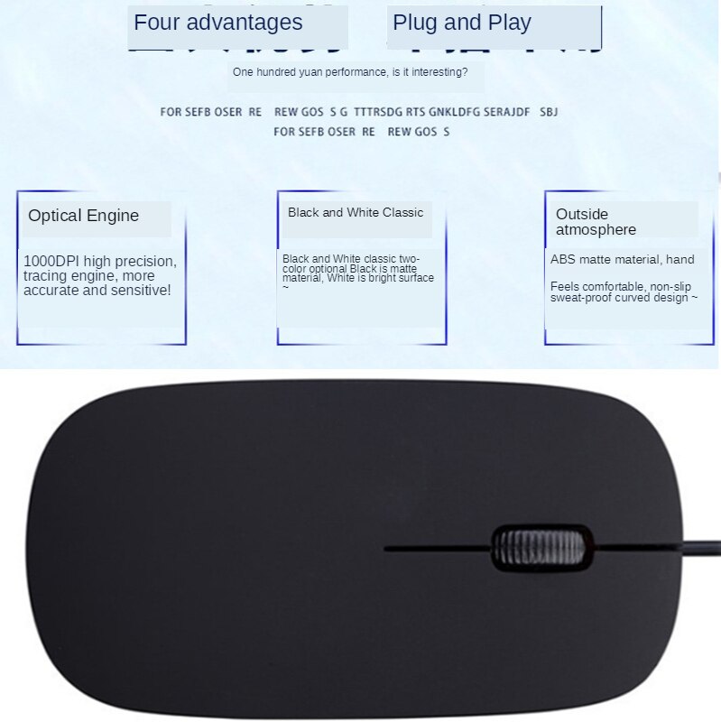 Usb Bedrade Optische Muis Voor Apple Desktop Computer Notebook Frosted Leuke Muis 1000Dpi Kantoor Gewijd
