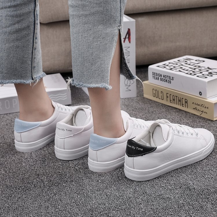 Autumn Woman Shoes Woman PU Leather Shoes Ladies Breathable Cute Heart Flats Casual Shoes White Sneakers