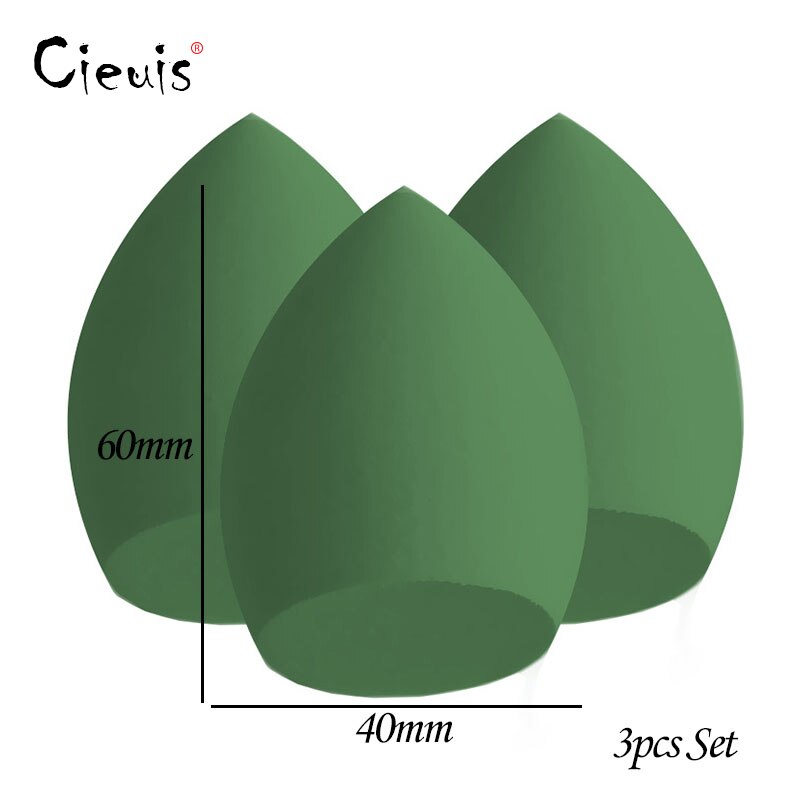 3pc maquillage éponge cosmétiques bouffée mélangeur ensemble Puf maquillage éponge pour maquillage visage poudre liquide fond de teint Puf pour directe: 3pcs Green Olive
