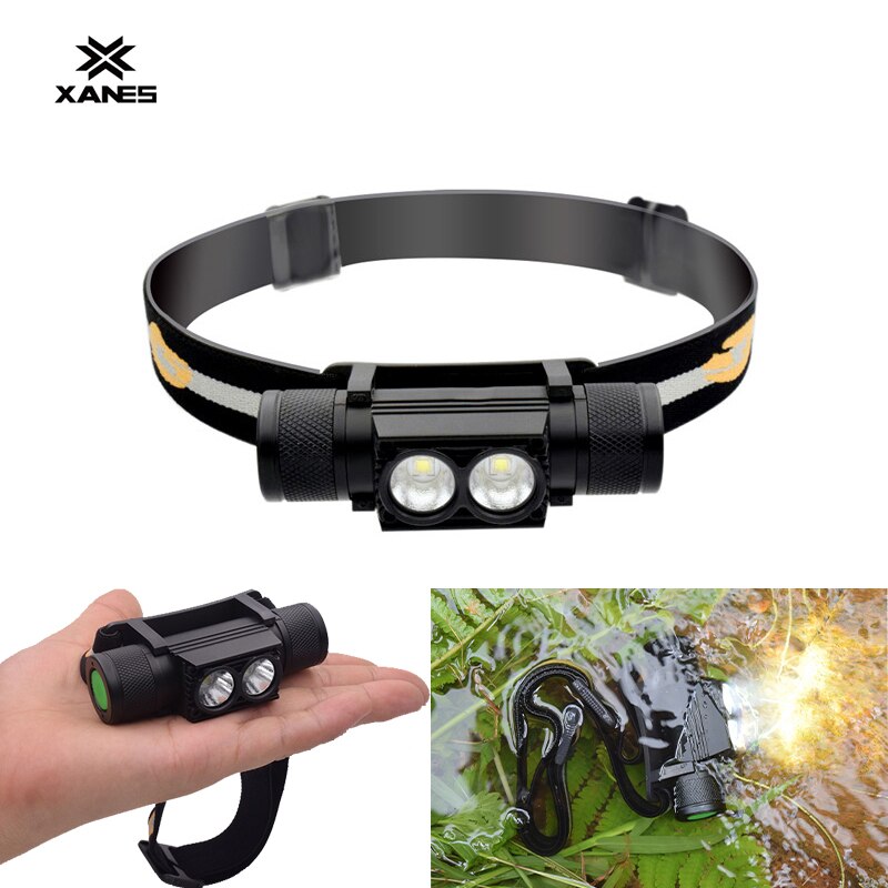XANES D25 1650LM 2 x XPL LED 6 Modes Stepless Dimming USB Interface IPX6 Waterproof Headlamp Emergency Lamp Torch Spotlights