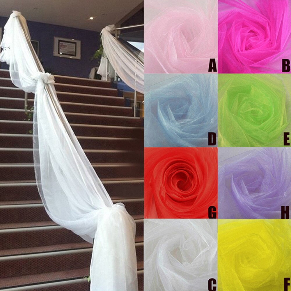 500x48CM Organza Sheer Organza Fabric For Wedding Backdrop Decoration Banquets Event Silk Yarn Party Diy Streamers Banners