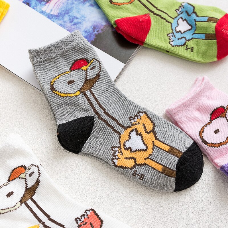 5 Pairs Children Socks Autumn&Winter Cotton Cartoon Ostrich Boys Socks 2-12 Year Kids Socks For Girls