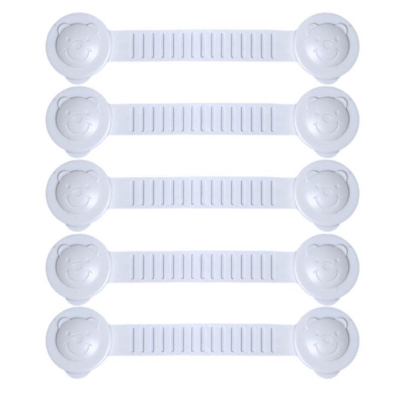 Child Safety Lock Adjustable Lock Baby Baby Anti-pinch Multi-function Refrigerator Cabinet Door Lock Cabinet Straps: 5pcs white