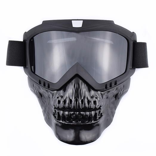 Vintage motorcykel haj hjelm beskyttelsesbriller motocross hjelm briller kranium stil retro vindtæt pasform åben ansigt hjelme beskyttelsesbriller maske: Sort grå