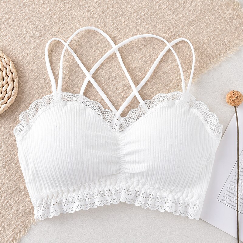 3/4 Cup Seamless Sexy Bras For Women Push Up Bra Wire Free Lingerie Bralette Cotton Underwear Brassiere Lace B0166: White