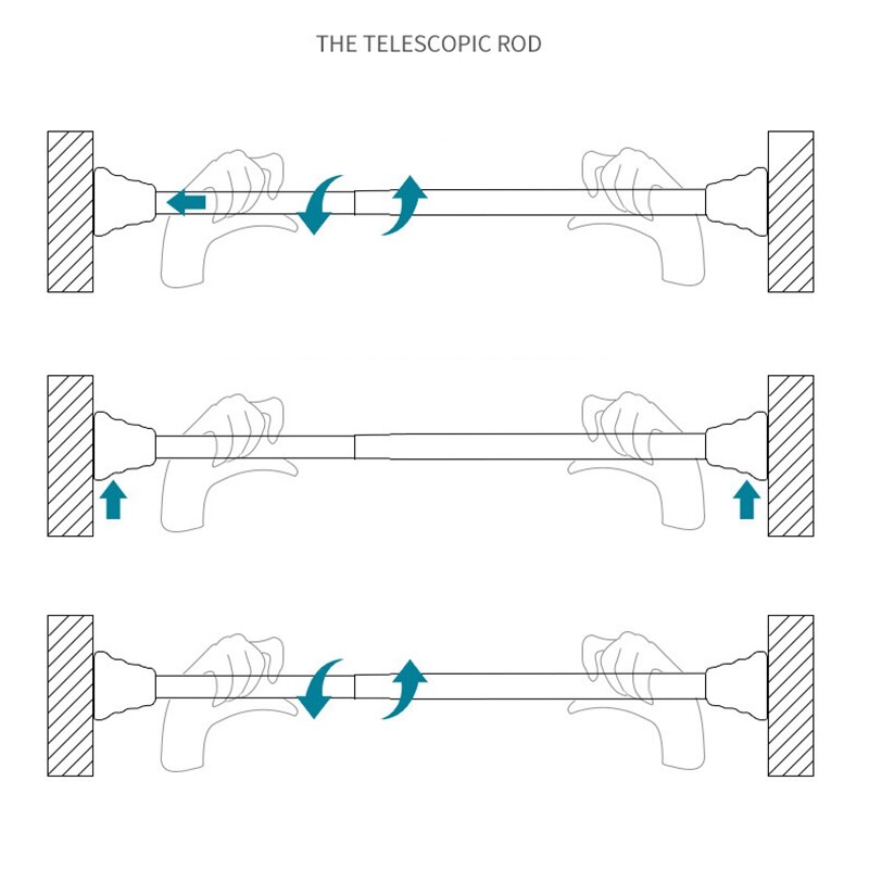 Clothes rail Punch Free Telescopic Rod Bathroom Shower Curtain Rod Drying Rack Up and Down Brace Wardrobe 70-130cm