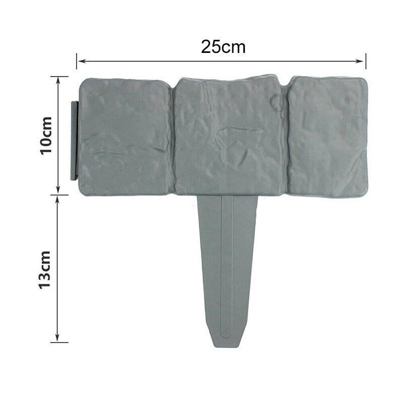 10pcs Gray And Brick Garden Fence Edging Cobbled Stone Effect Plastic Lawn Edging Plant Border Corrosion Lawn DIY Decoration