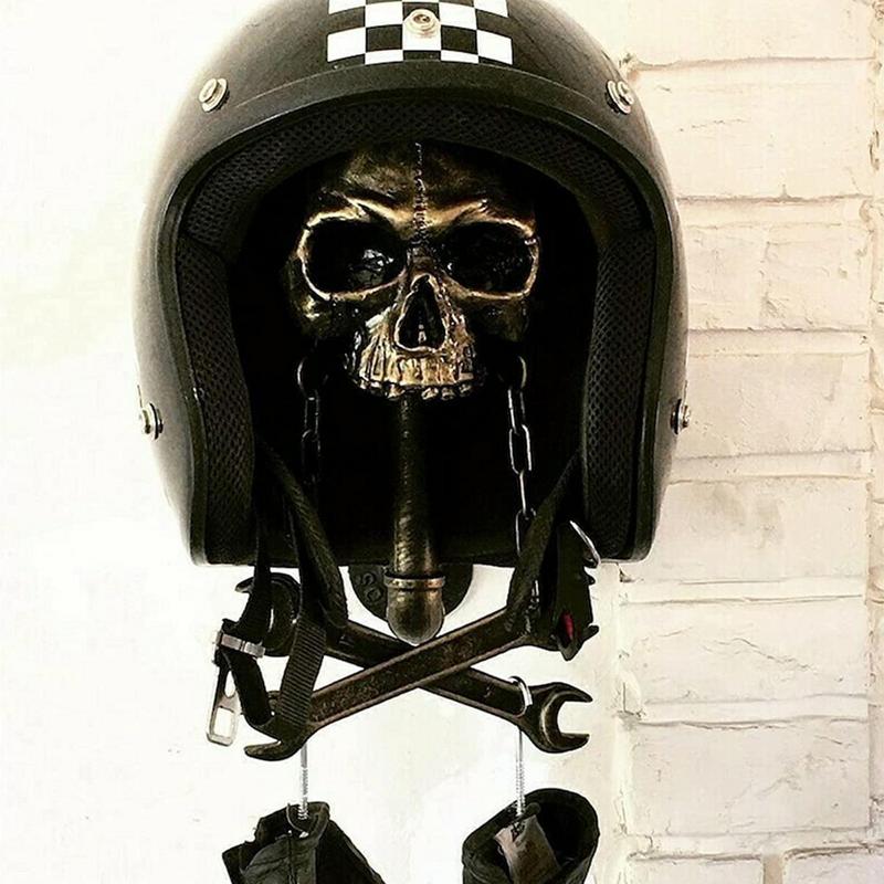 Motorcycle Helmet Rack Helmet Holder Skull With Beard-Helmet Rack Wall Mount Helmet Display Stand Luggage Hook Jacket Hanger