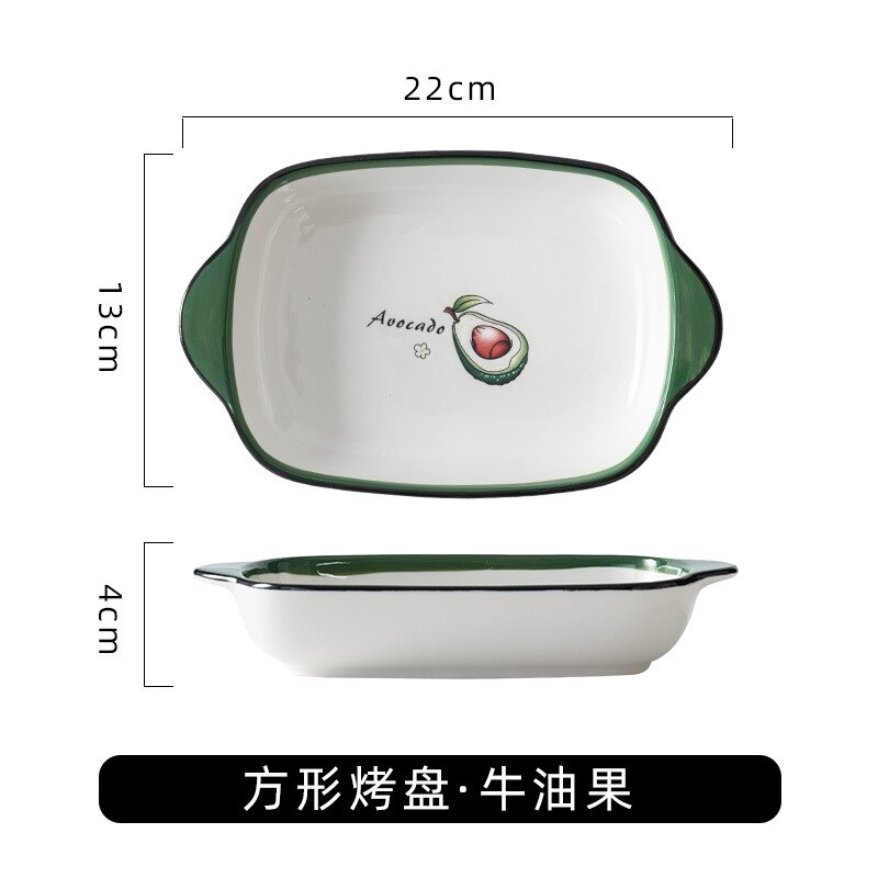 Bakeware ceramic oven air fryer special plate home girl heart tableware plate fruit breakfast dinner: Avocado 1