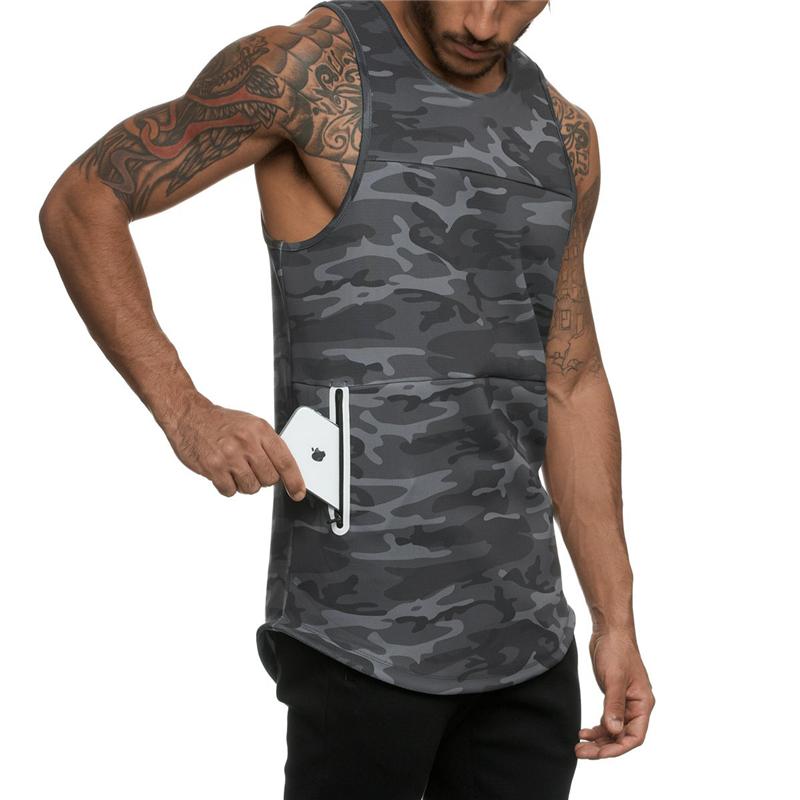 Camiseta sin mangas de camuflaje para correr para hombre, camisetas de Fitness, camiseta culturismo, chaleco de gimnasio para Fitness