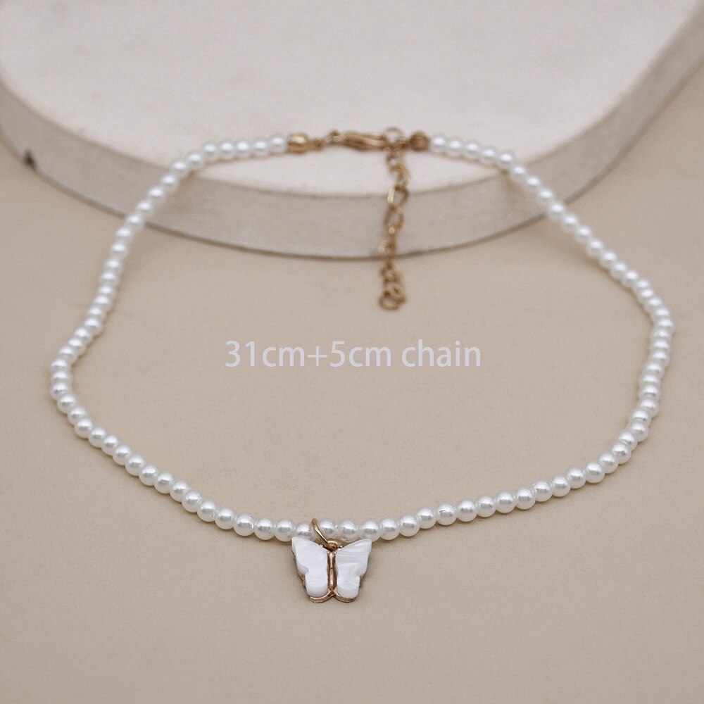 Shining CZ Cute Butterfly Pendant Charm Clavicle Choker Butterfly Necklace for Jewelry Women Girl: hdxl12p02