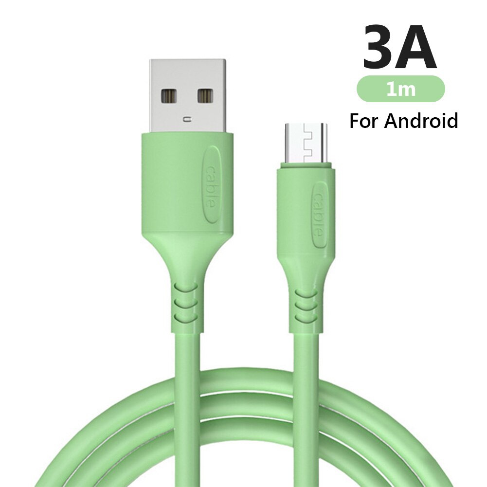 1m 3A USB Typ-C Android Mikro Flüssigkeit Silikon Schnelle Ladekabel Daten synchronisieren Für IPhone Samsung Huawei ehre Xiaomi Redmi: For Android grün