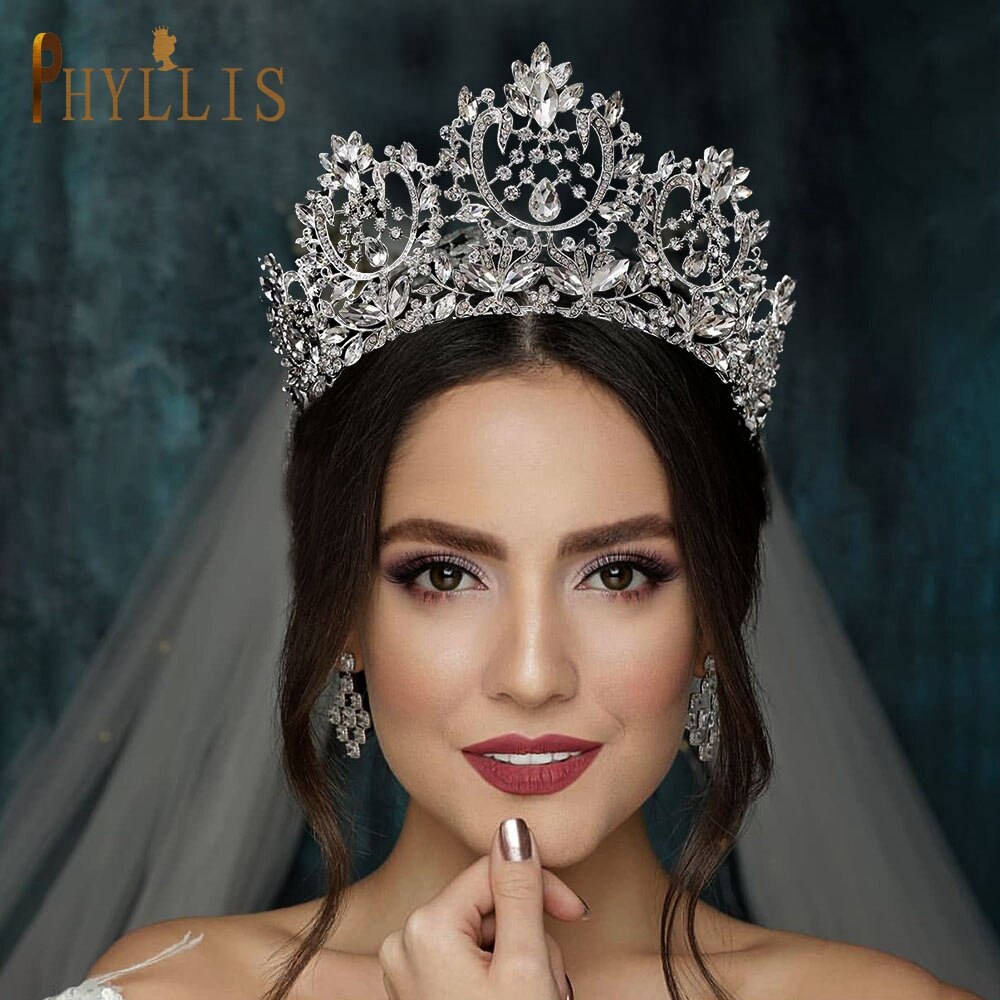 A213 Zirkoon Bruiloft Ronde Crown Luxe Diadeem Hoofdband Rhinestone Hoofddeksel Bridal Hoofddeksels Koning Tiara Prinses Haar Jewerly