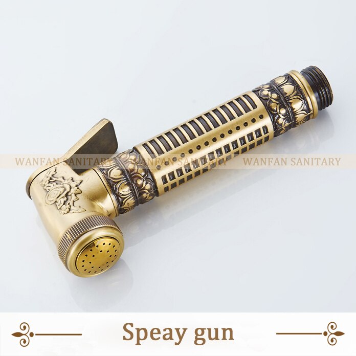 Bidet Faucets Antique Brass Wall Mounted Bathroom Hygienic Shower Sprayer Water Faucet Airbrush Toilet Washing Machine Tap WF556: Spary Gun