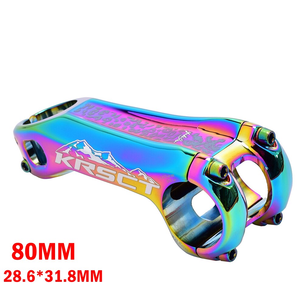 KRSCT CNC bicycle stem road mountain bike stem mtb 20 degree 28.6*31.8mm *80/90/100mm cycling bike parts: rainbow 80MM