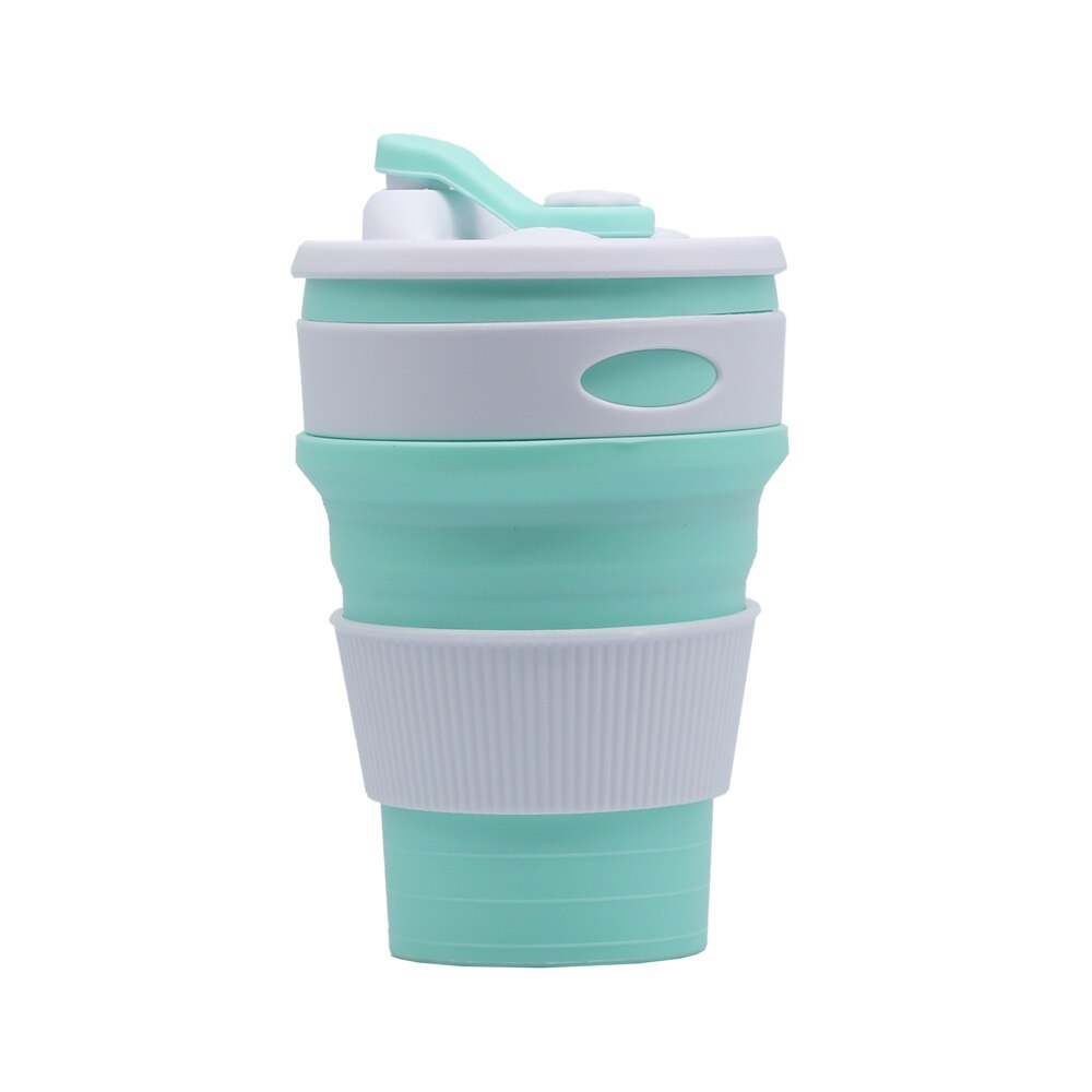 Draagbare Siliconen Cup Folding Siliconen Telescopische Opvouwbare Reizen Silica Mok Multifunctionele Inklapbare Drinken Koffie Cup: Light Green