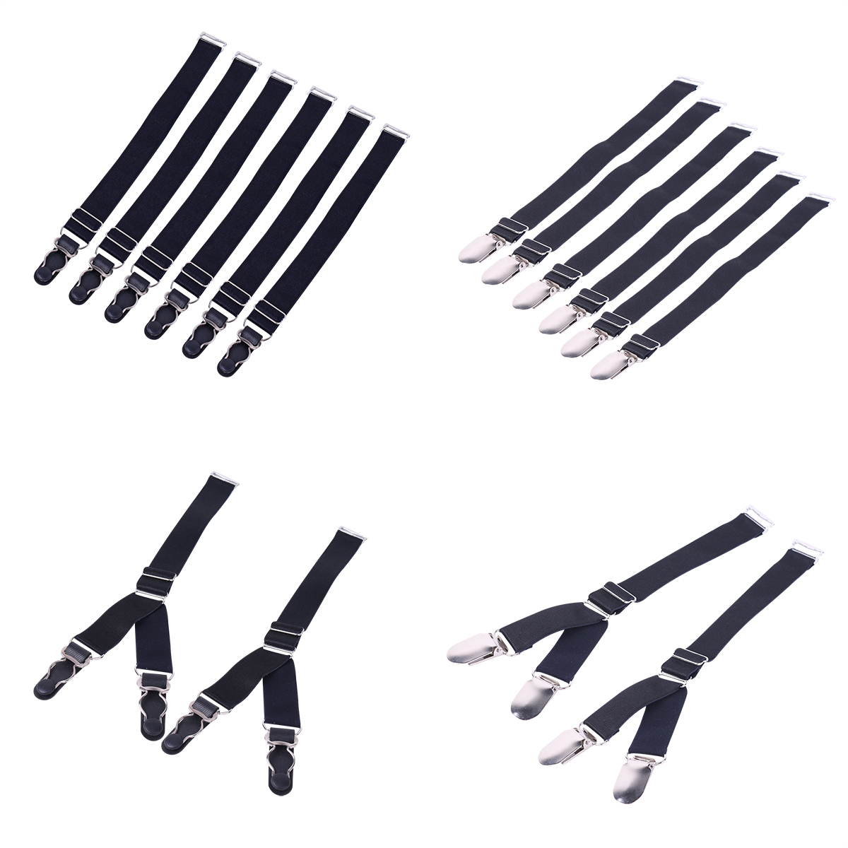 Women Men Elastic Garter Belts Holders Garters Stockings Fastener Suspender with Duck-Mouth Metal or Plastic Clips Accessories