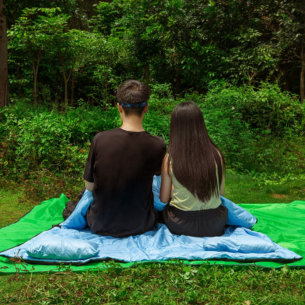 TOMSHOO-SACO DE dormir para acampar al aire libre, 2,4 KG, con dos almohadas, saco de dormir doble de compresión, equipo de Camping, turismo y senderismo