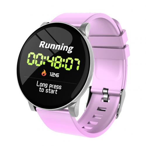 W8 waterdichte hartslagmeter, slaapmonitoring, fitness, sport, smartwatch, armband: Roze siliconen band