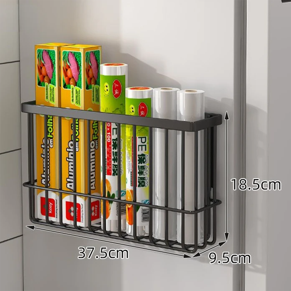 Multifunctioneel magnetisch koelkastopbergrek Geen punch Ruimtebesparend Papieren handdoekhouder Muurhangende mand Keukenorganizer: Licht Geel