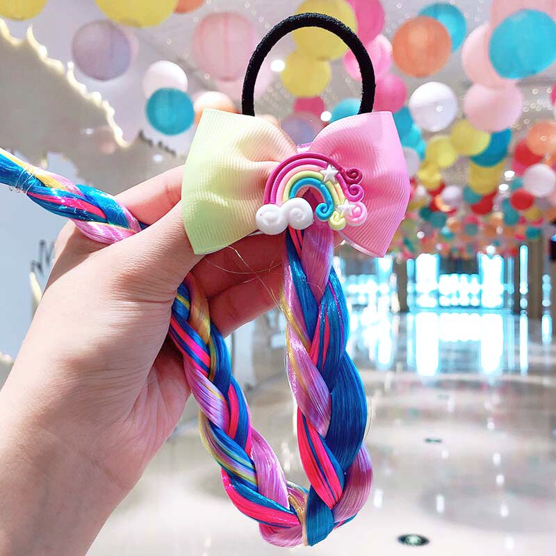 Haargummis mit einhorn-motiv für mädchen, süße bunte proücken, pferdeschwänze, prinzessinnen-haarschmuck, haaraccessoires für freundlicher: 6 regenbogen 2