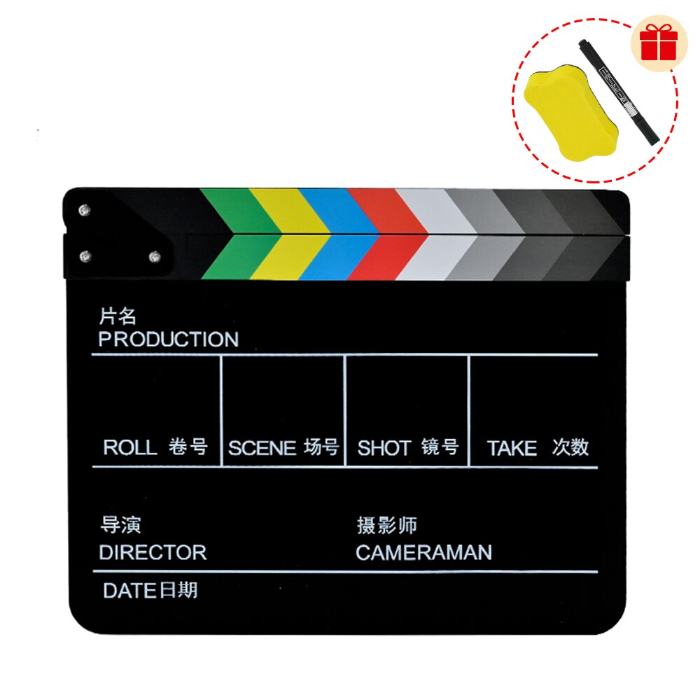 Director Video Scene Clapperboard Clapper Board Acrylic Dry Erase TV Movie Film Action Slate Clap Handmade Cut Prop: Gray
