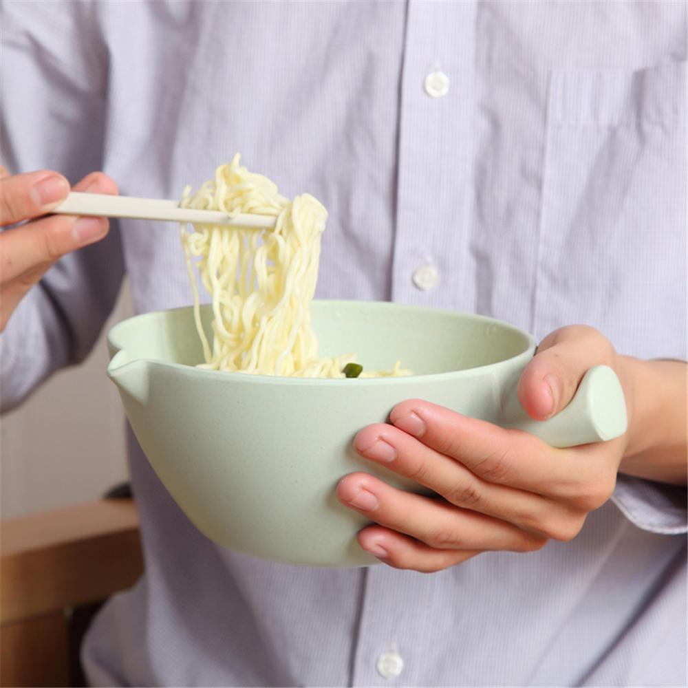 Japanese Bamboo Instant Noodle Bowl With Lid Chopsticks Kitchen Ramen Bowl Food ContainerSoup For Kids Soup Salad Bowl ED