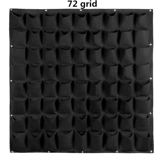 Wall Hanging Planting Bags 18/36/49/72 Pockets Green Grow Bag Planter Vertical Garden Vegetable Living Garden Bag Flowers Supply: 72 grid black