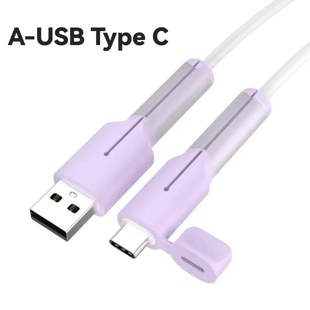 Enrouleur de câble de chargeur en Silicone souple, protecteur USB Type C, manchon de protection Anti-rupture pour Xiaomi Huawei OPPO VIVO, couverture de ligne de données: WHITE / 1 mètre