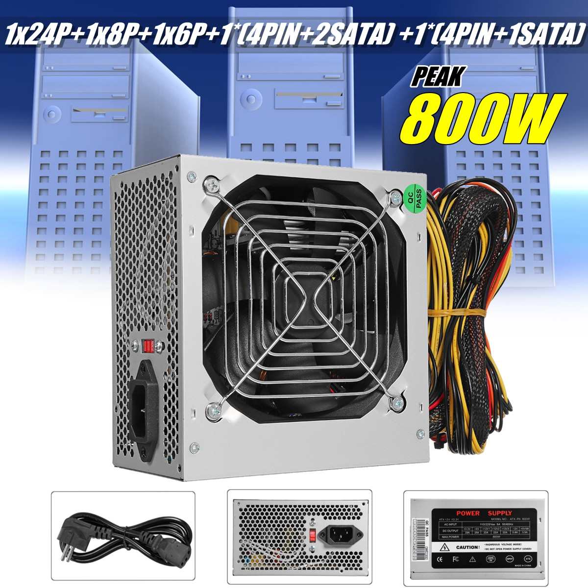 LEORY PC Power Supply - 500W Rated Power - 80 PLUS Gold Certified - ATX 24-PIN - for Intel & AMD Gaming PCs