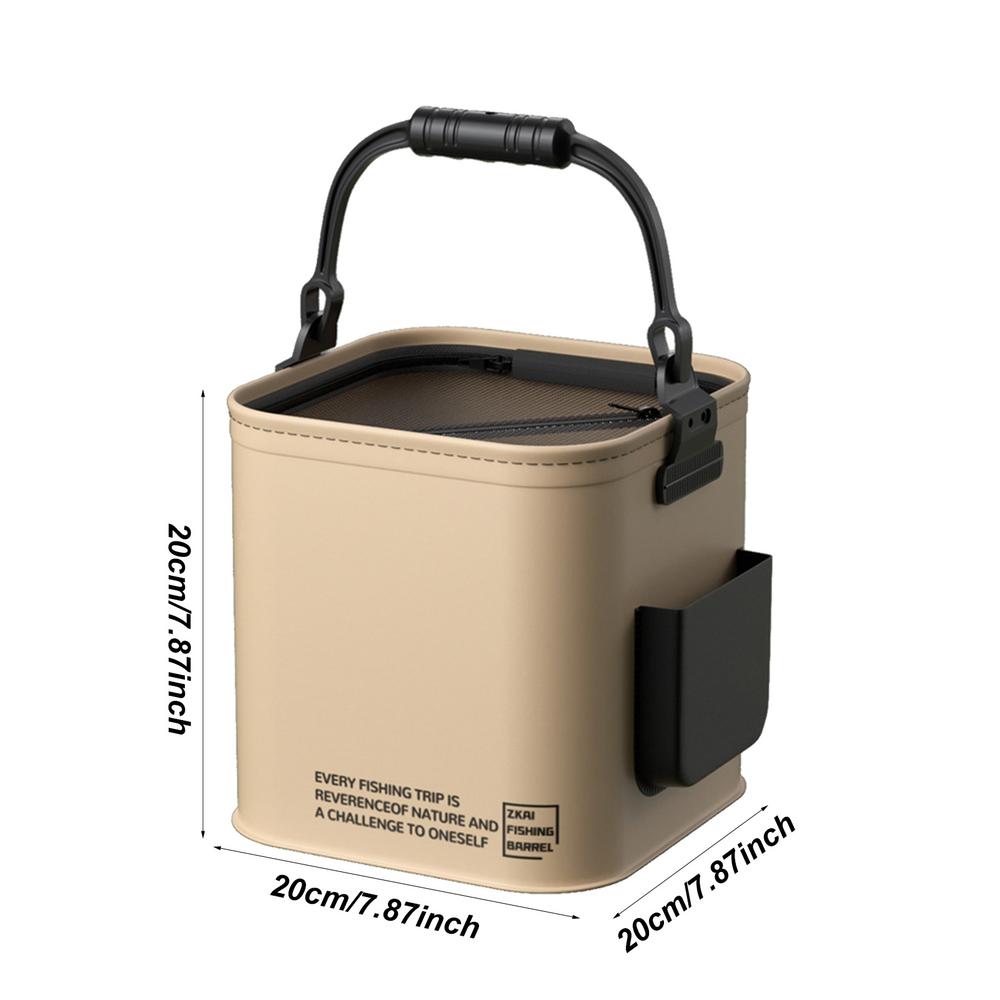 Portable fishing bucket, foldable fish bait bucket, eva water tank, 8l/14l fishing tackle, live fish box, water bag for camp fishing: Black