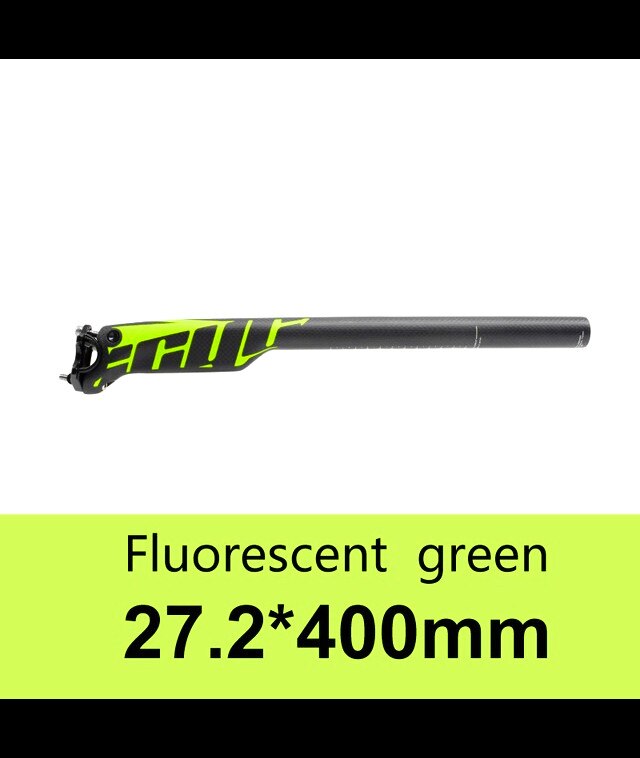 Bike Full Carbon Fiber Seat Post MTB Mountain Bike Road Bicycle Ultralight Seat Tube 27.2/30.9/31.6mm*350mm/400mm Bike Seatpost: 27.2x400mm Green 2