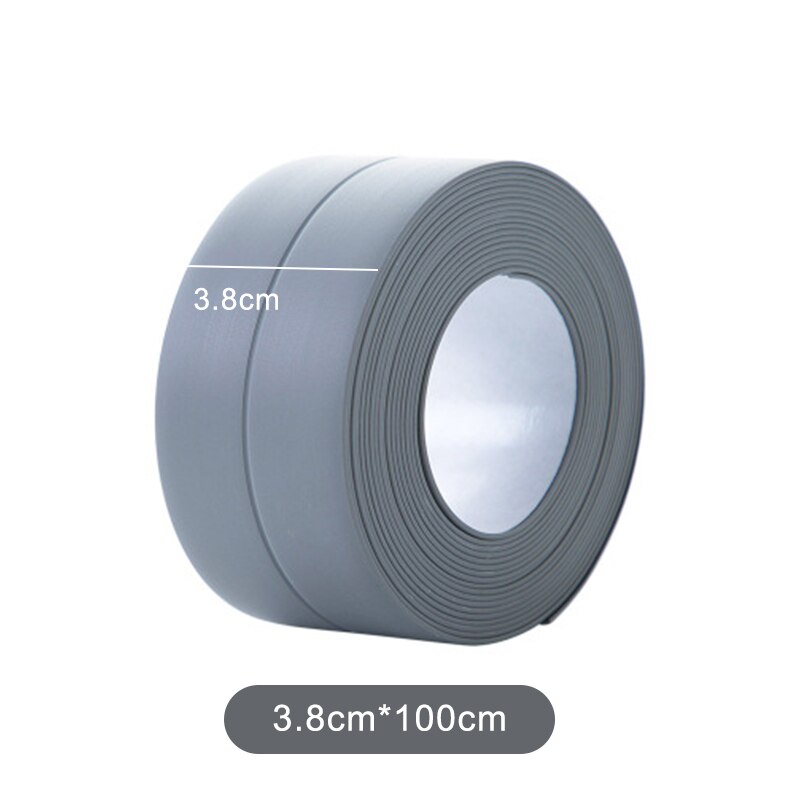 Bathroom Stickers Shower Sink Bath Sealing Strip Tape White PVC Self adhesive Waterproof Wall Sticker for Bathroom Kitchen: gray 3.8x100cm