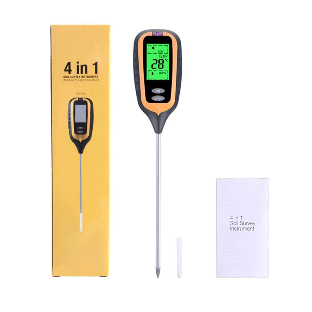 Soil Survey Instrument Big LED 4 in 1 Plant Soil PH Moisture Light Soil Meter Thermometer PH Value Sunlight Tester